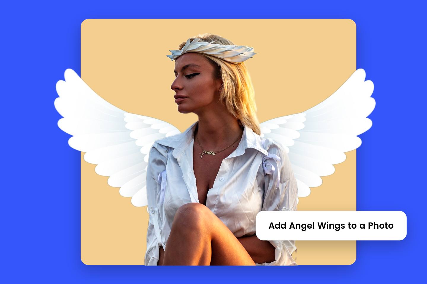 Add angel wings to a ladys photo