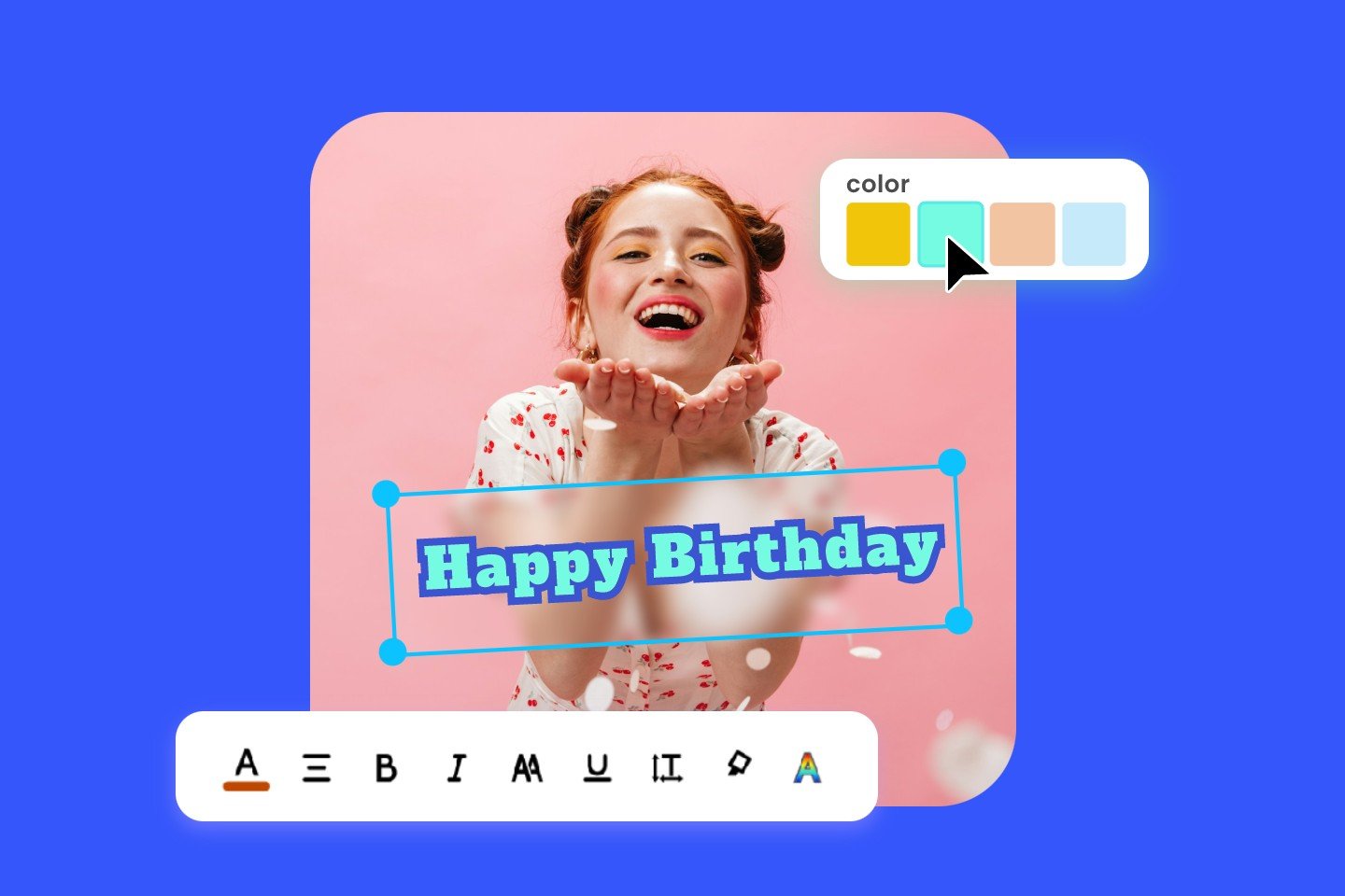 Add happy birthday caption to a girl image with fotor caption adder