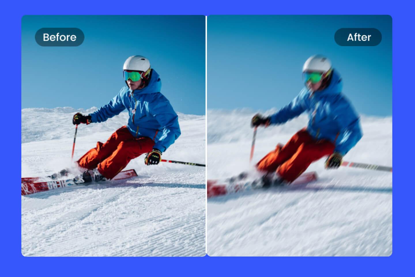 Add motion blur effect on a skiing photo