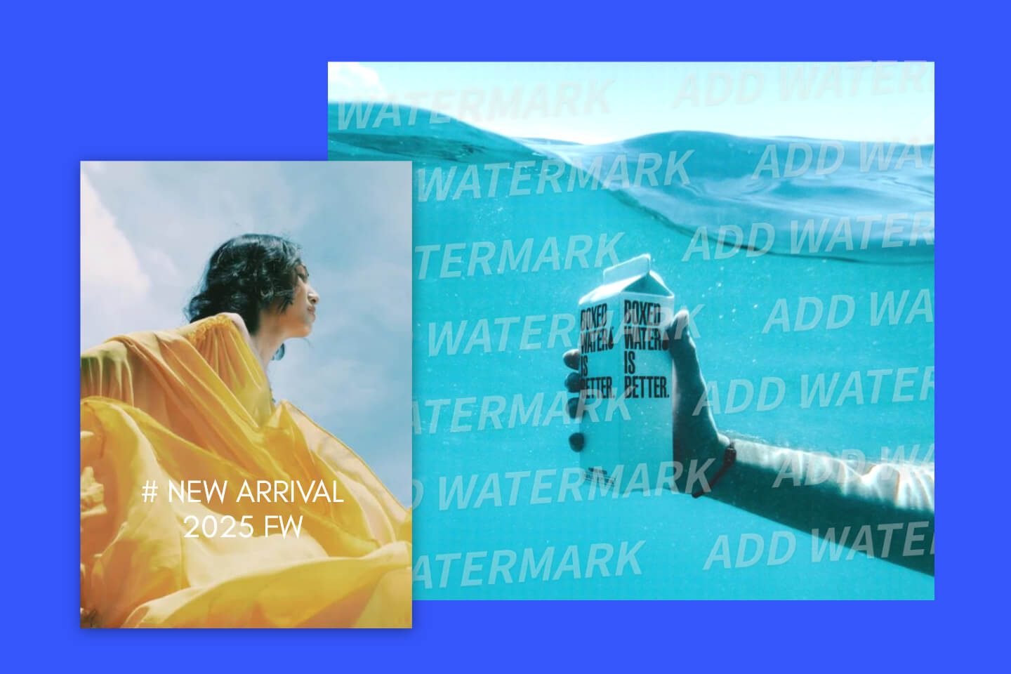 Añade una marca de agua a una imagen de agua y mujer con fotor watermark maker