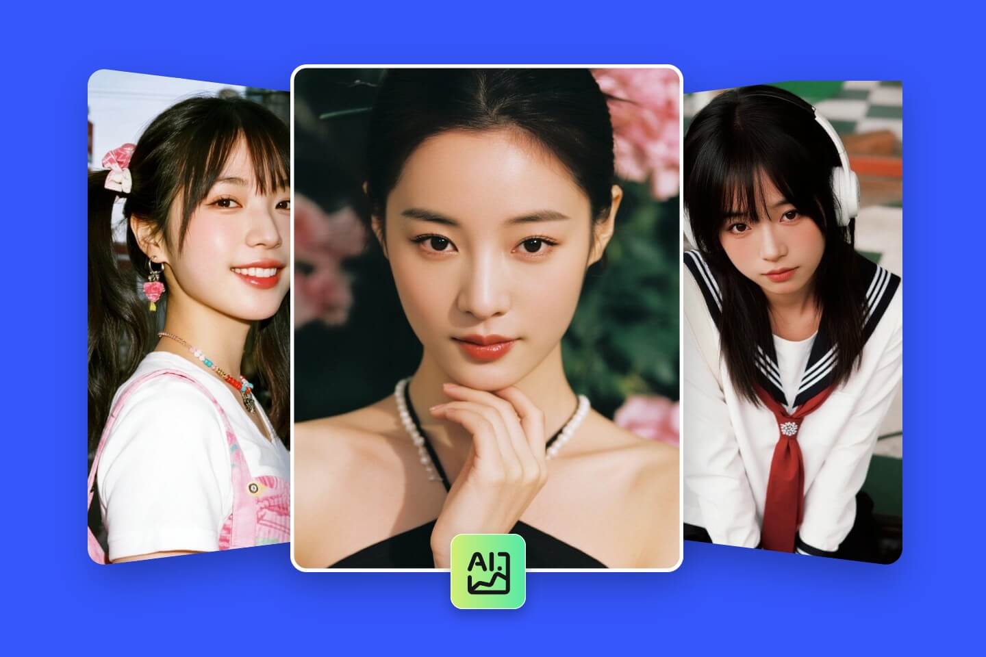 Fotorで生成された異なるスタイルのAI女性画像