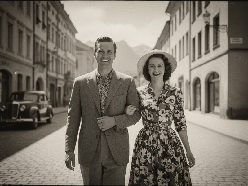 An old photo of a couple