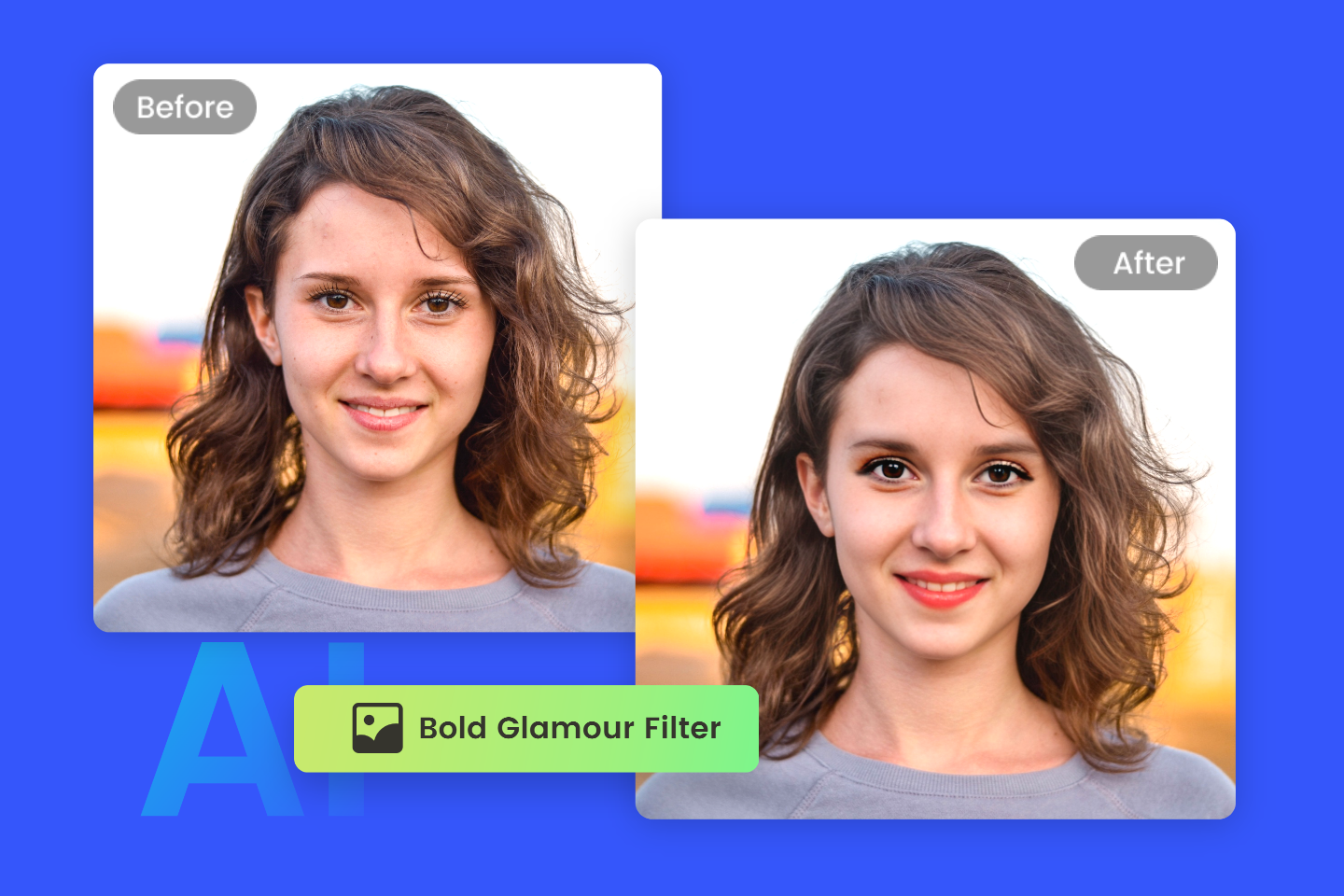 Apply fotor bold glamour filter to a young girl