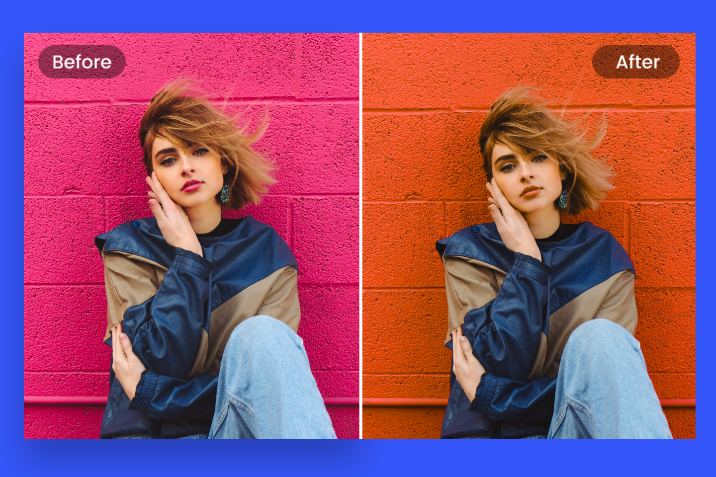Cambiar color de una imagen femenina con el cambiador de color online de Fotor