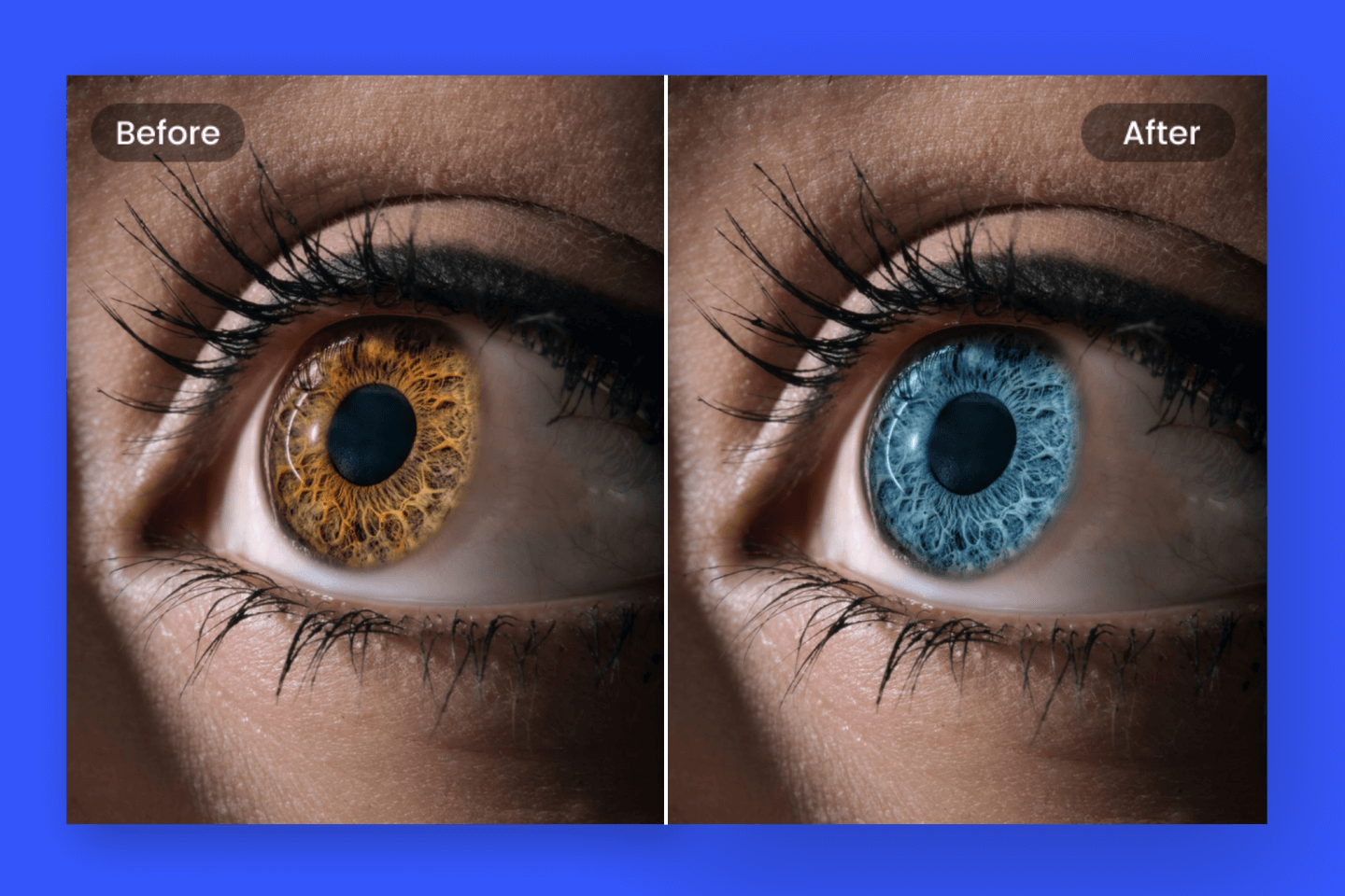 Cambiar color de ojos de marrón a azul