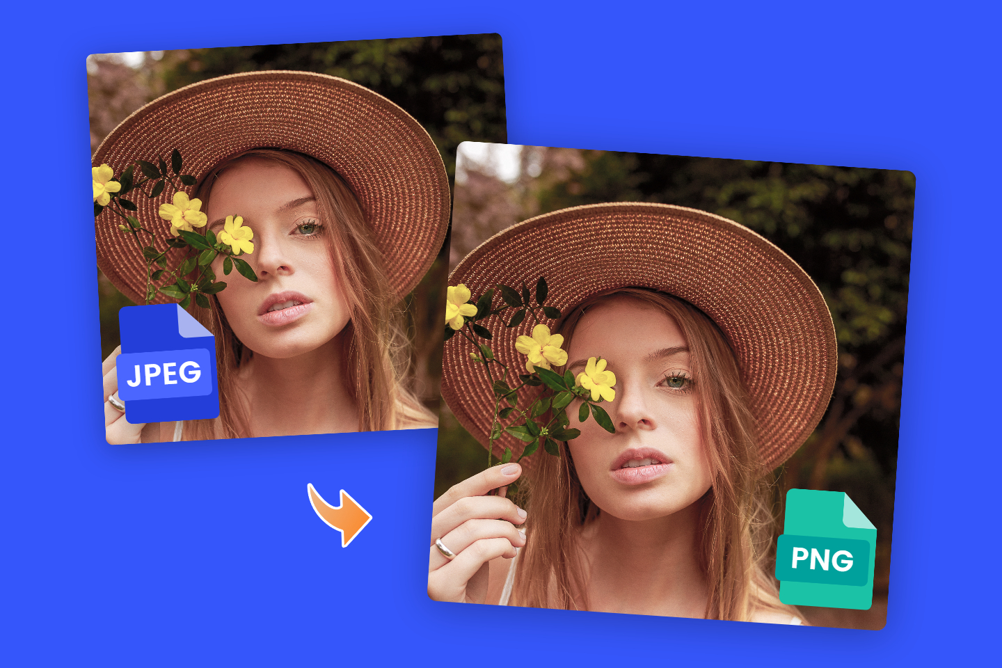 Convert jpeg female portrait to the png file in fotor