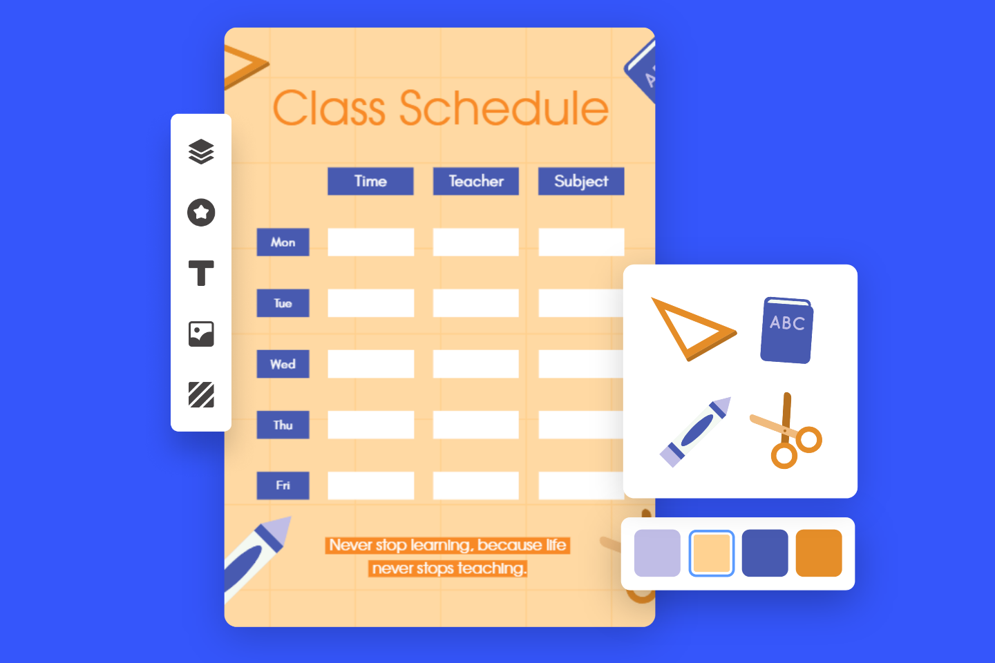 Class Schedule, Time and Teachers