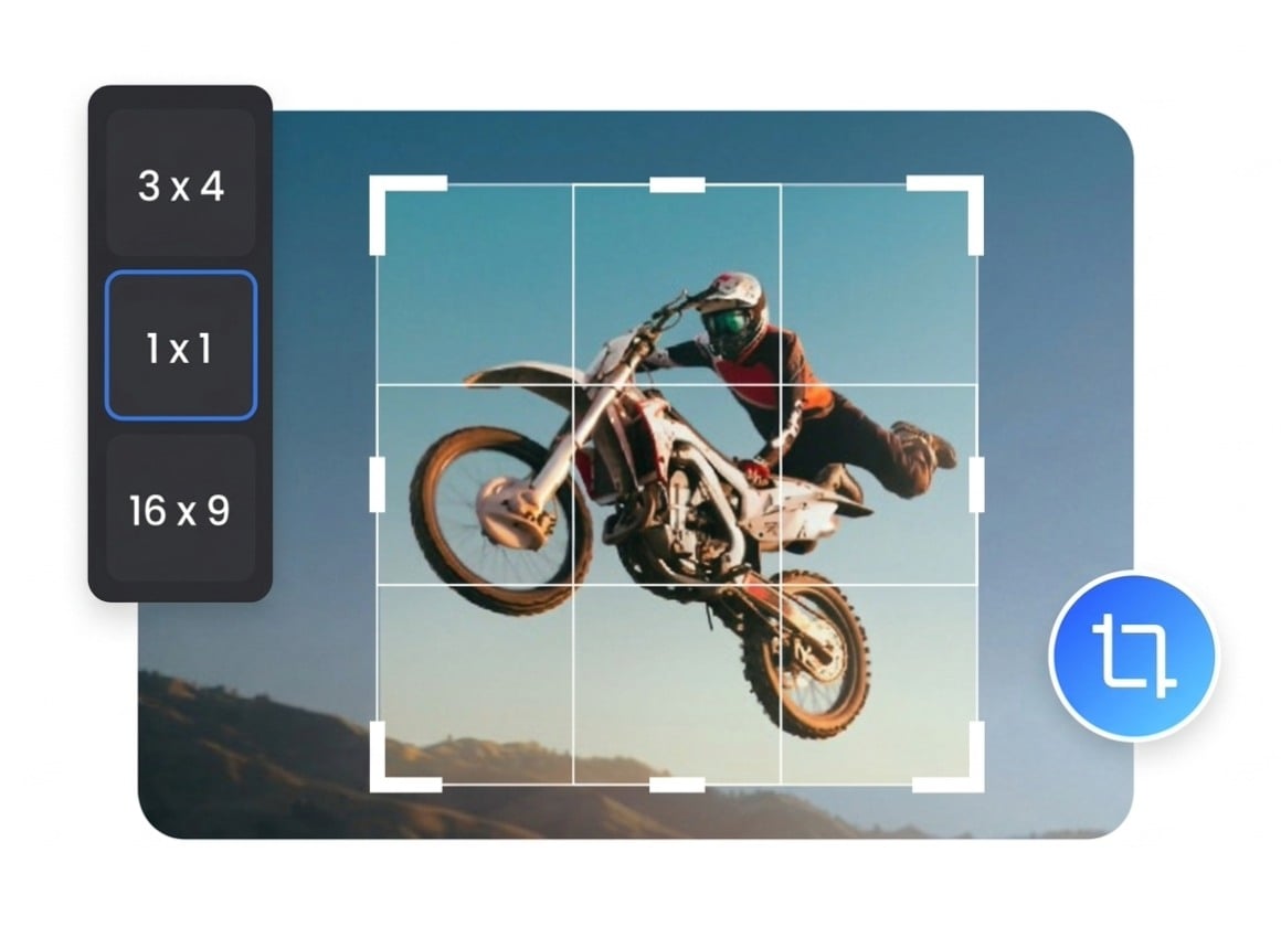 Crop image of riding a motorcycle with Fotor for pc