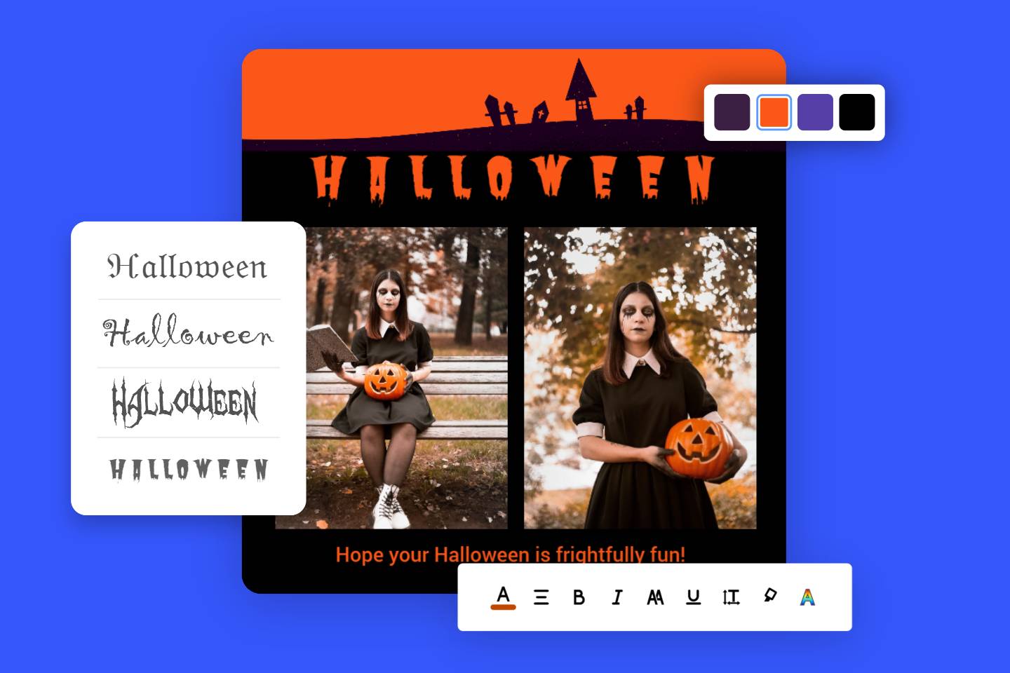 Design a halloween post with the creepy text in fotor