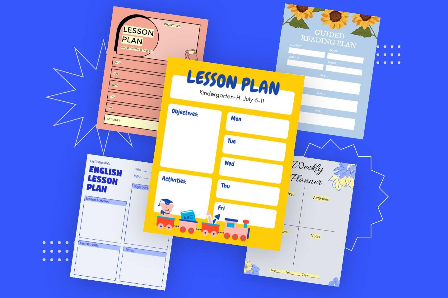 Five lesson plan templates from Fotor online lesson plan maker