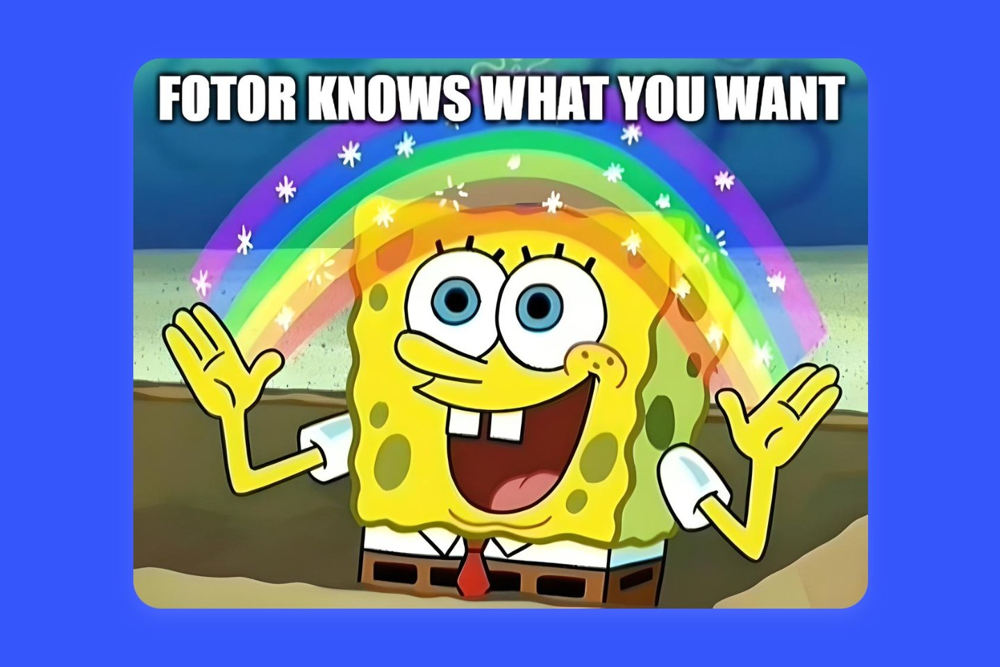 Fotor spongebob meme generator feature page banner rainbow image