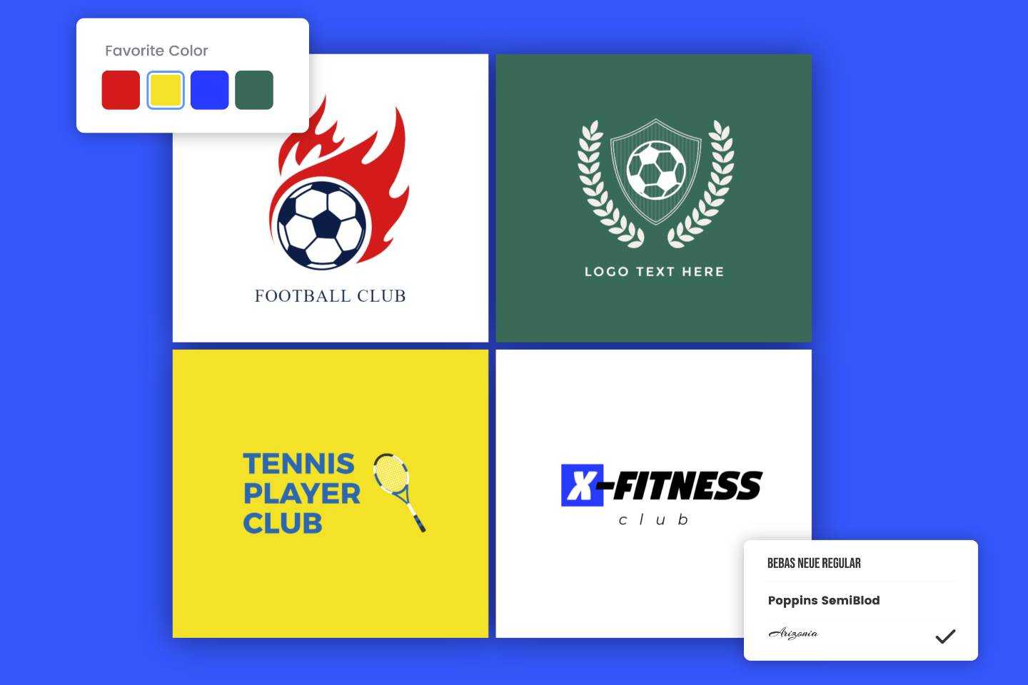 Football logo, tennis player club logo, and fitness logo templates