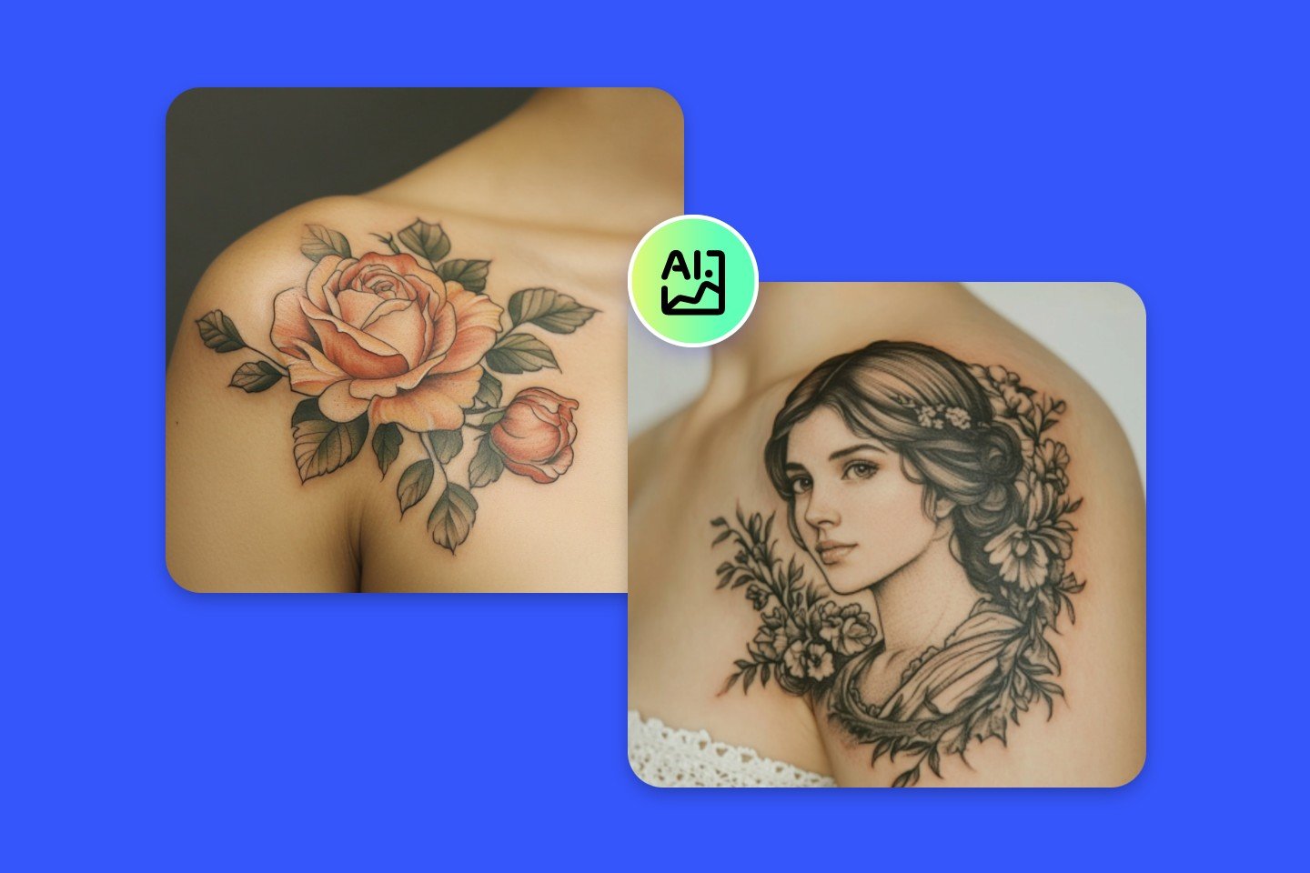 Generate classy shoulder tattoo for female from text with fotor ai tattoo generator in fotor