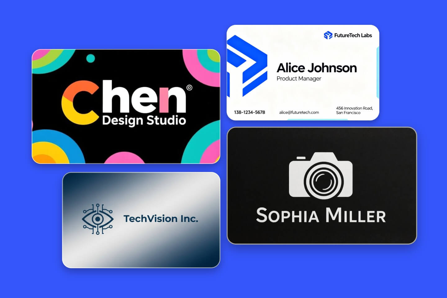Generate different types of business cards using fotor ai business card generator