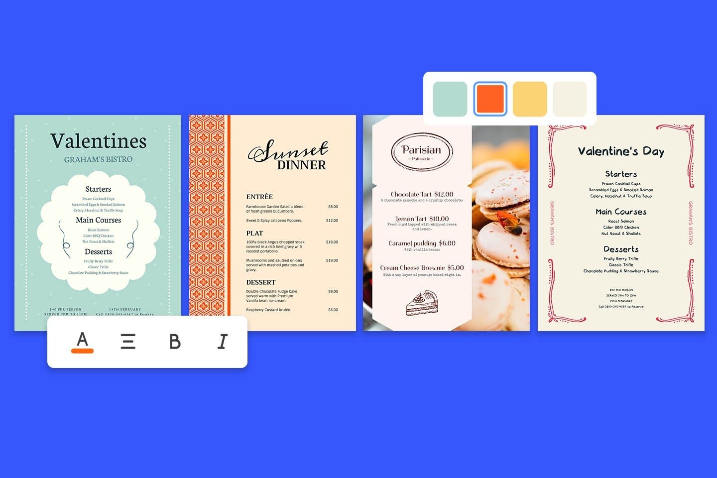 Creador de menú de restaurante – Diseño de carta restaurante personalizado  online gratis | Fotor