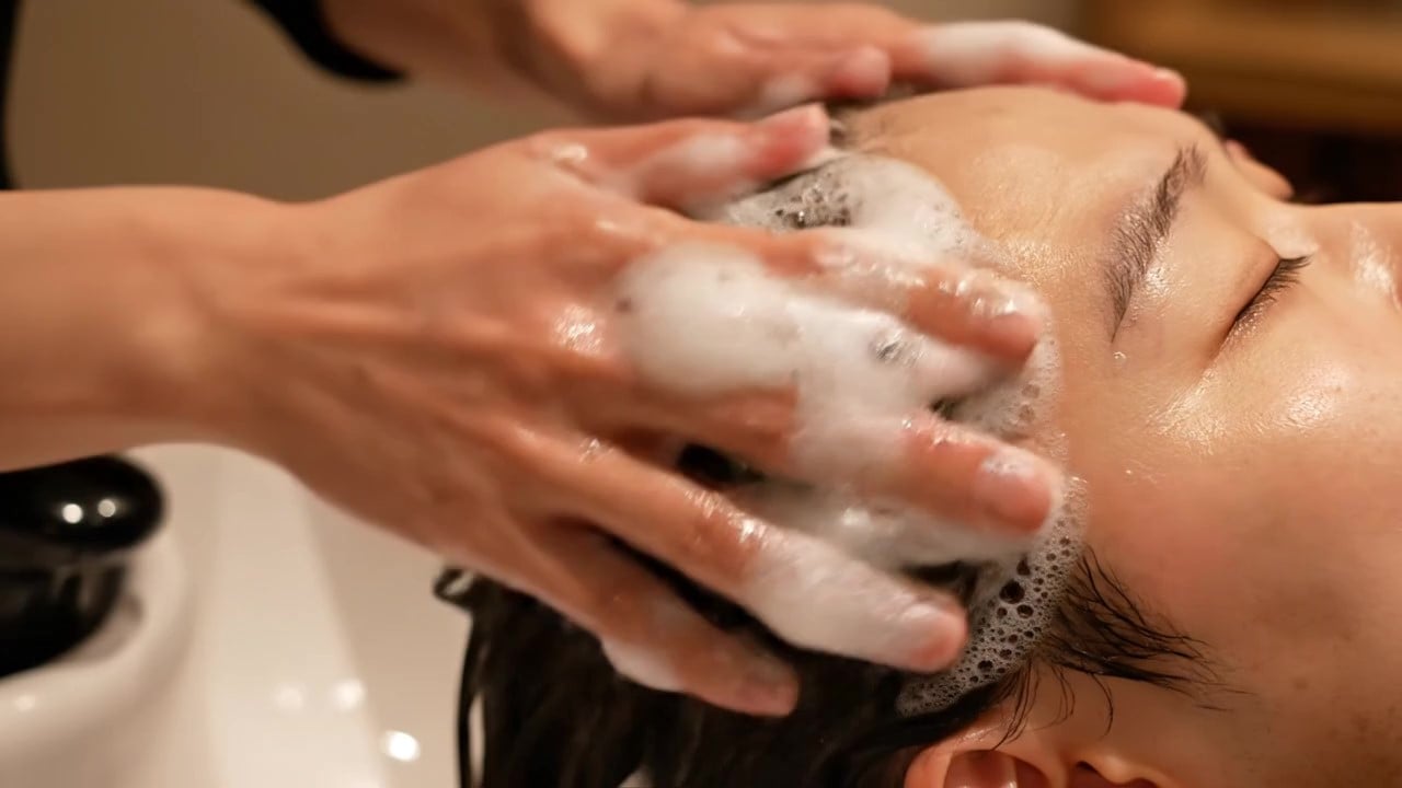 Hair washing asmr video