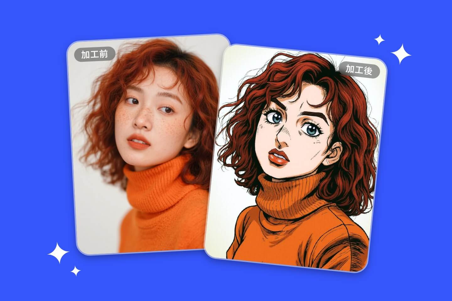 日本人女性の画像をジョジョ風フィルターで変換する