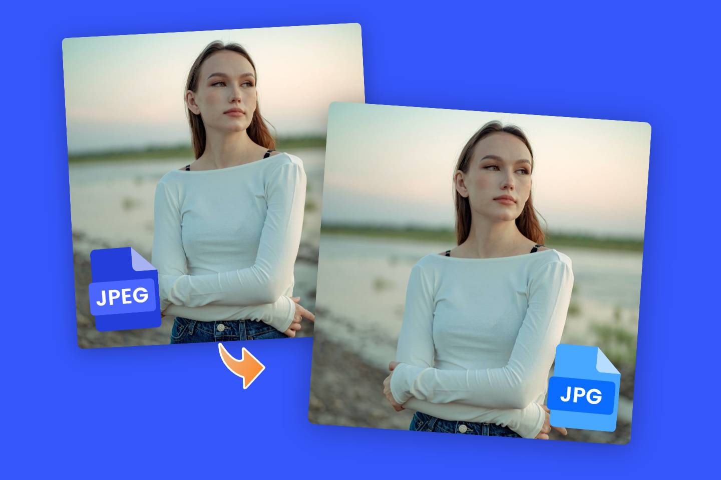 Jpeg to jpg banner of a woman on the beach