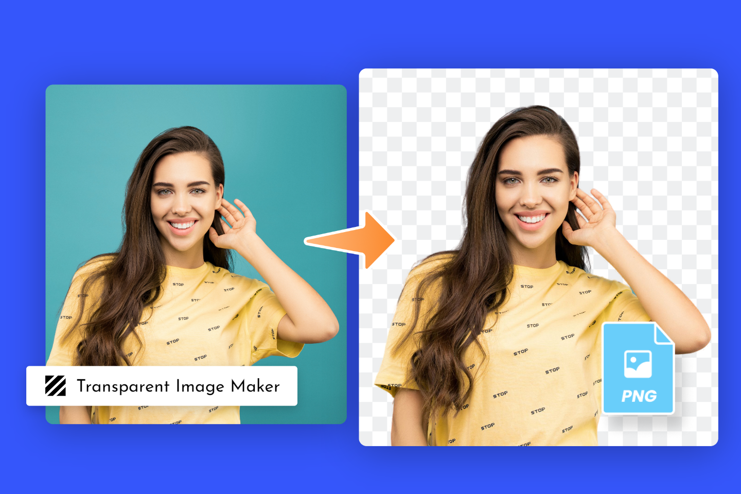 make a female image background transparent with Fotor transparent image maker