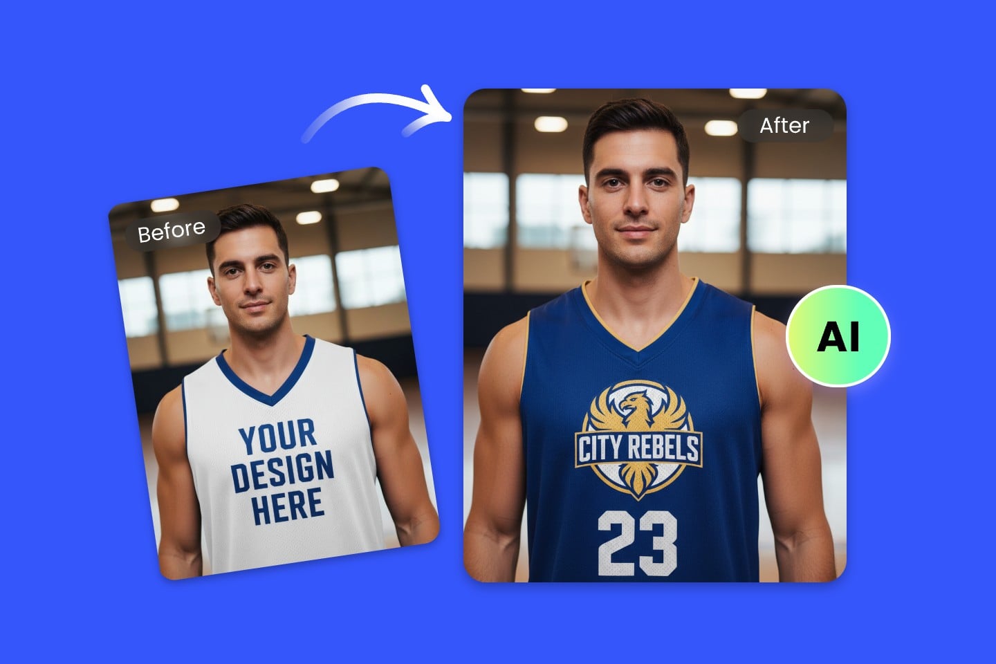 Make a football jersey mockup with fotor