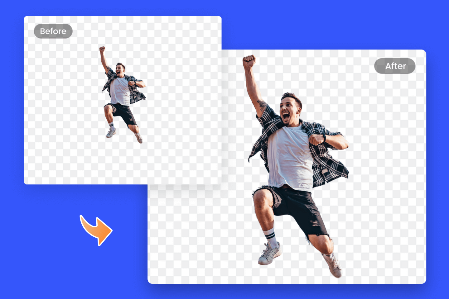 Make a jumping man bigger and clearer by cropping image