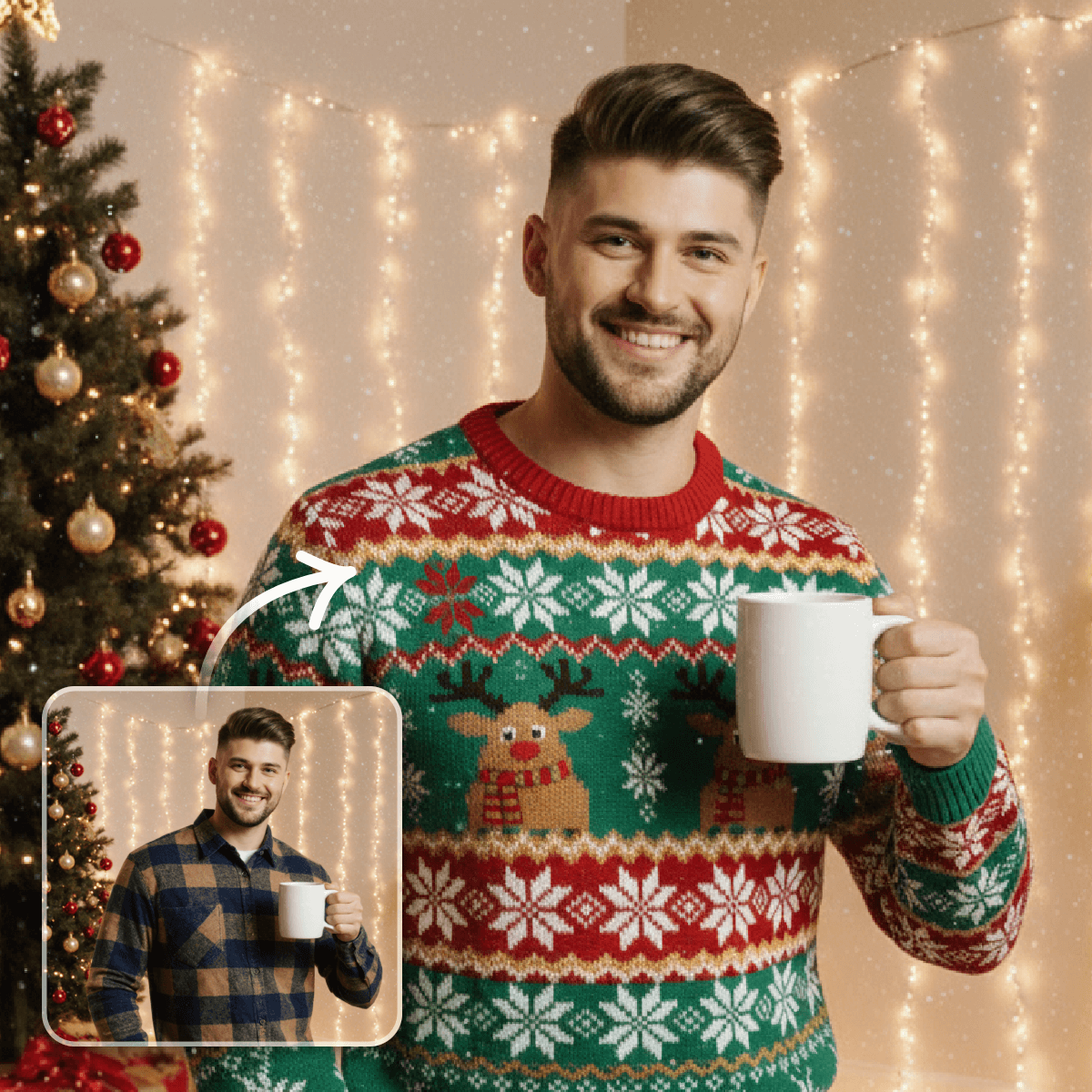 Make an ugly christmas sweater for the man with fotor ugly christmas sweater filter