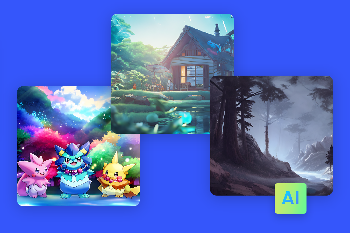 Pokemon forest and canbin ai drawings from fotor ai image generator