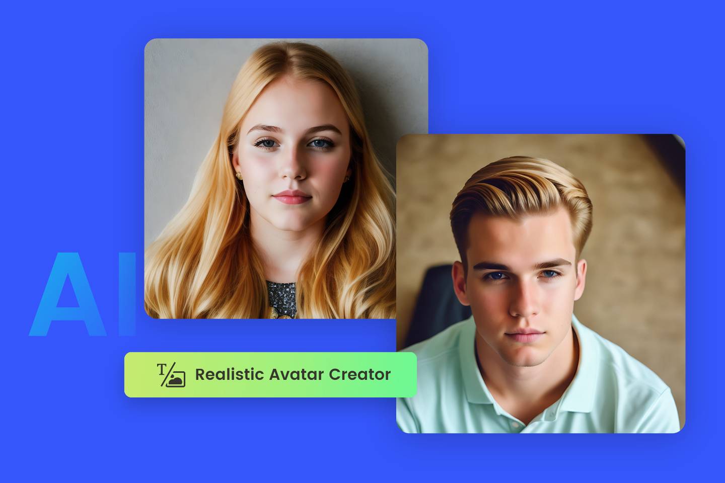 Realistic gold hair girl and boy avatar from fotor realistic avatar creator