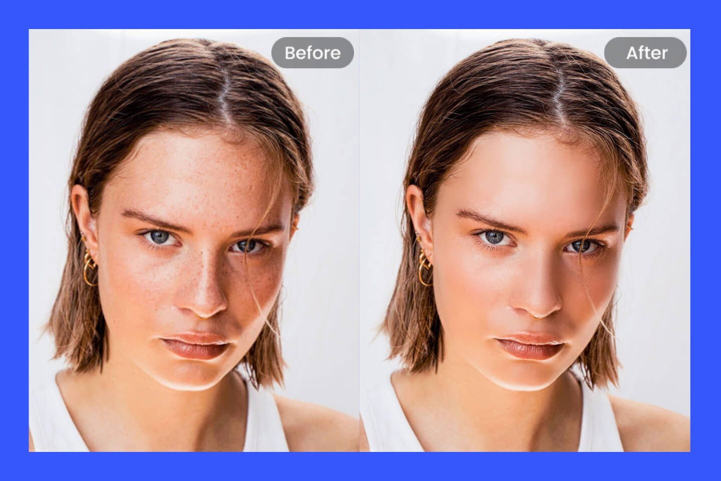 Eliminar imperfecciones del retrato con el editor de fotos para poner maquillaje de Fotor