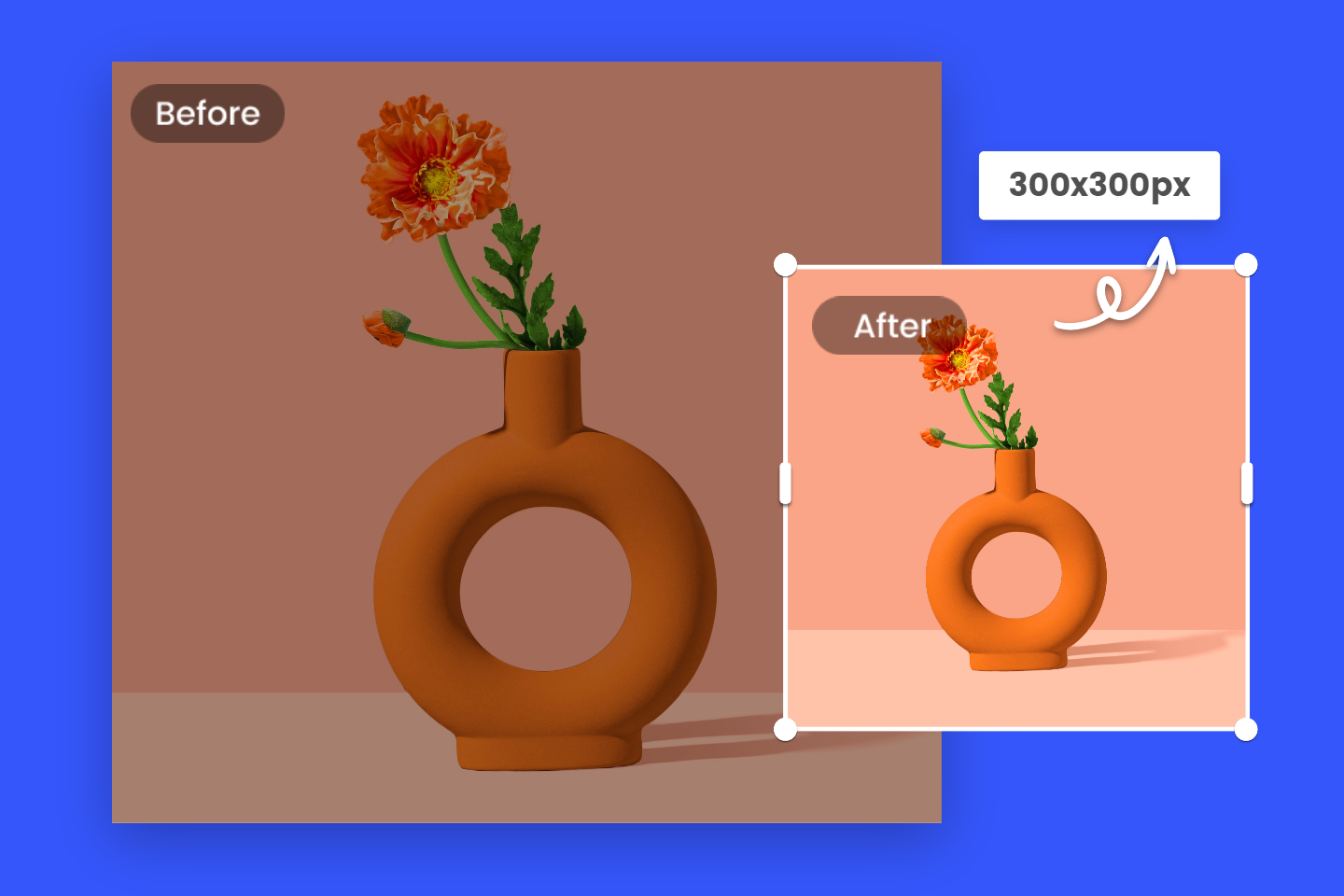 Resize an orange vase image to 300x300 with fotor photo resizer 300x300
