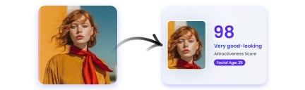 The age guess test result of a beautiful woman generated with fotor age guesser on your phone