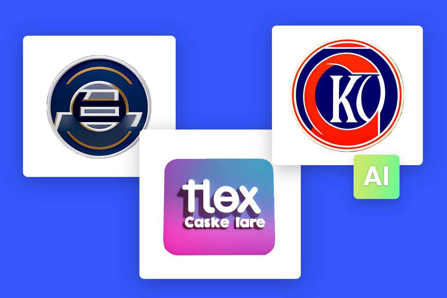 Tres logos generados por el generador de logos en línea de Fotor