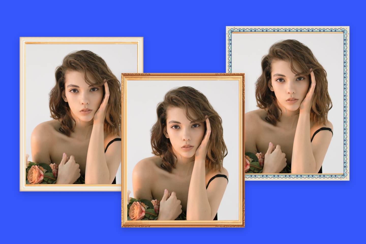 Three photos with different frames
