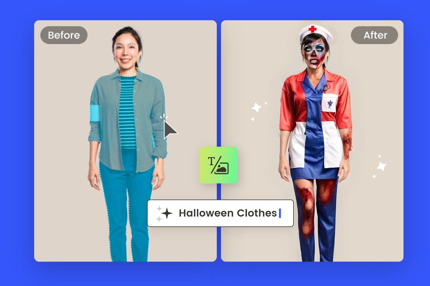 Transform a womans suit to zombie nurse dress in fotor halloween costume generator