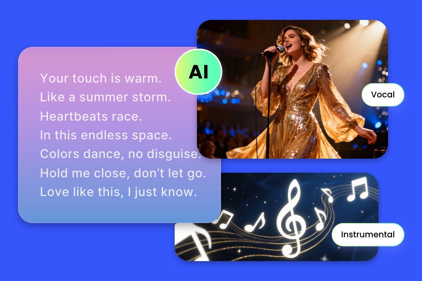 Turn lyrics into a full song with vocals and instrumentals with fotor lyrics to song ai