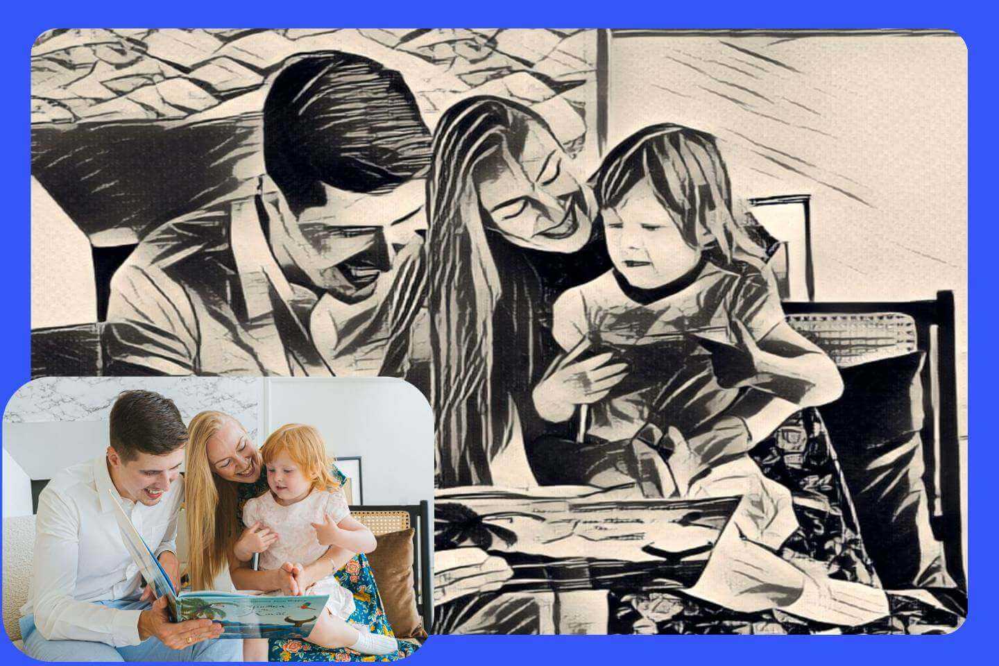 Turn family photo into line drawing with fotor stencil maker
