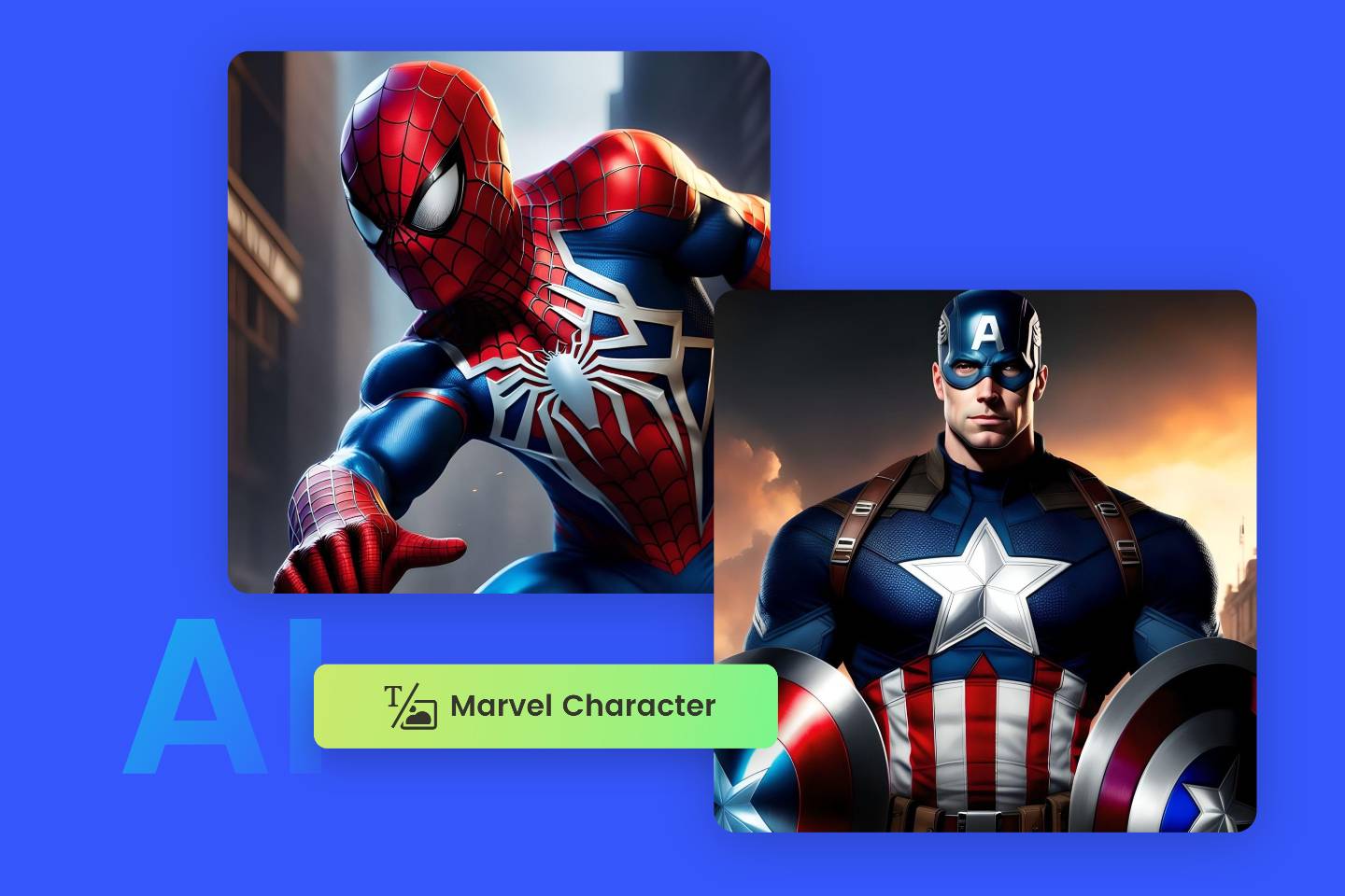 Two marvel characters made by marvel character generator american captain and spider man