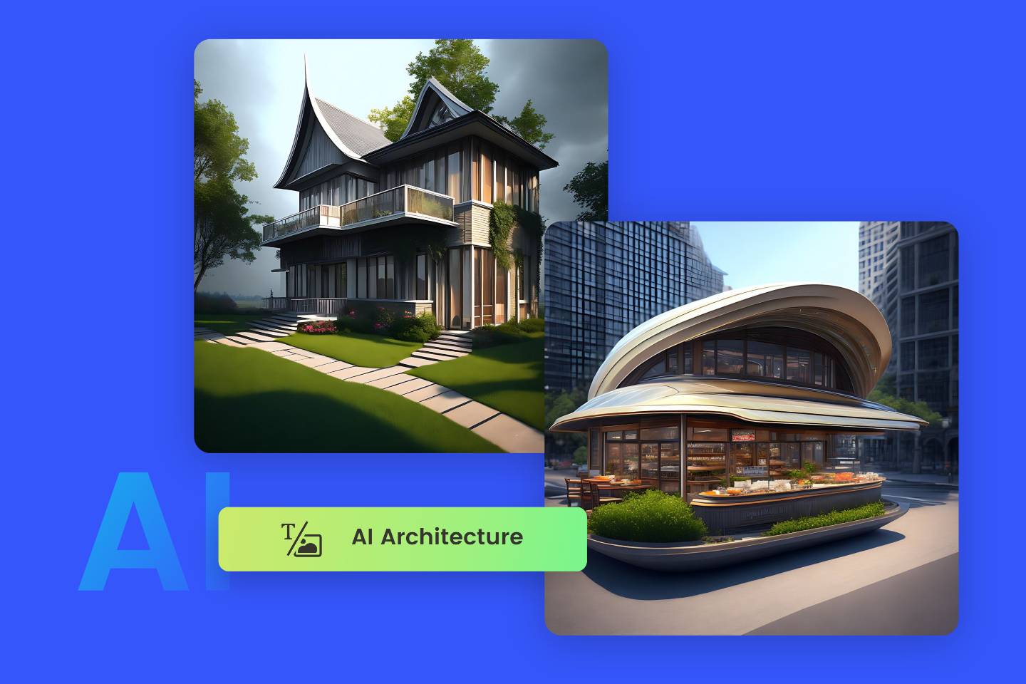 Two modern AI Architecture designs made by ai architecture generator