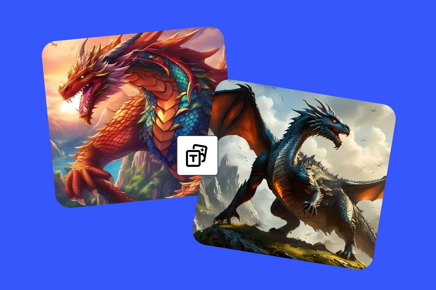 Two pictures of AI generated dragon artworks