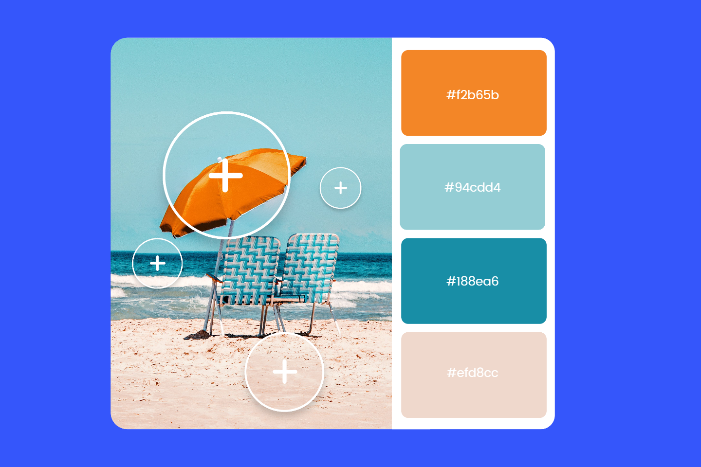 Use color matcher of fotor to pick color from a beach photo and make a color palette