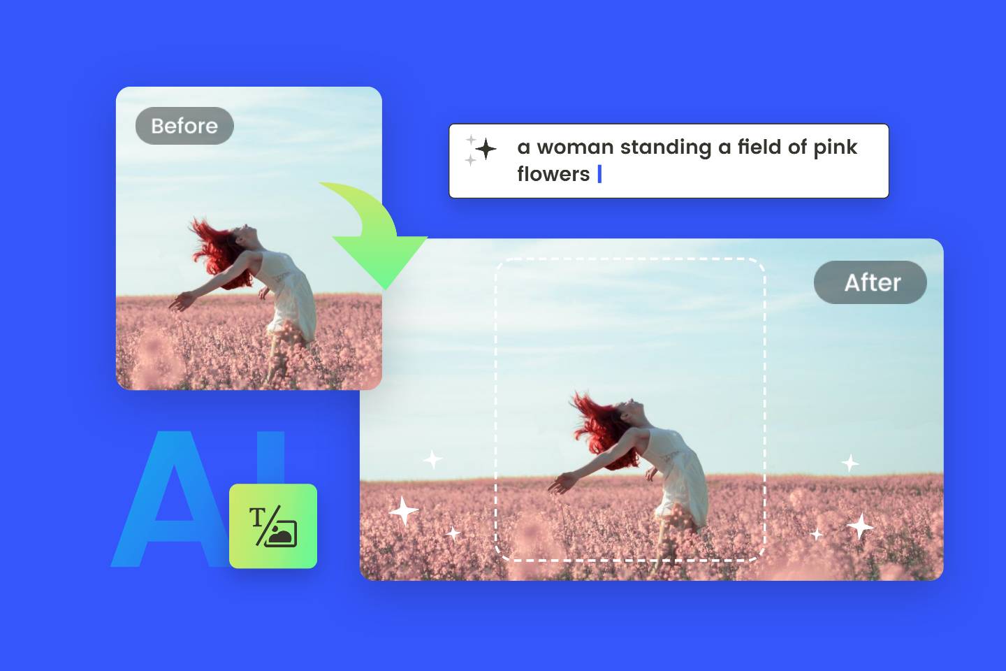 Utilisez l'outil AI d’extension d'image de Fortor pour agrandir un fond d'image féminin.