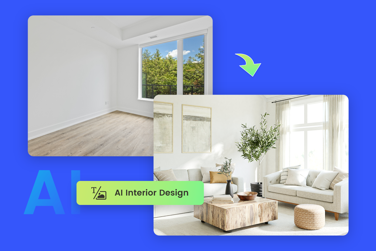Use fotor ai interior deisgn tool to redesign the living room